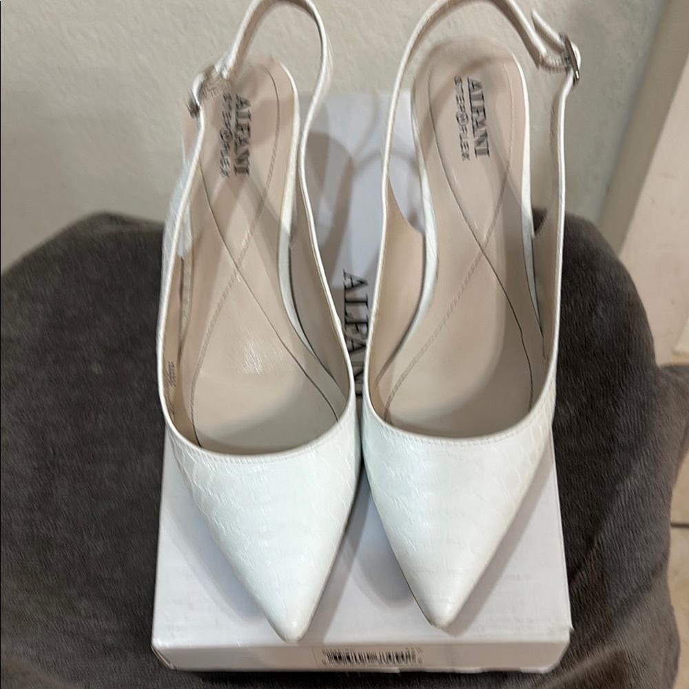 Alfani White Textured Slingback Heels